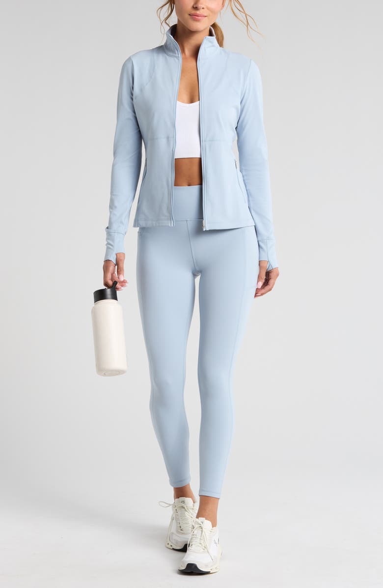 Zella Studio Luxe High Waist Pocket 7/8 Leggings, Alternate, color, Blue Fog