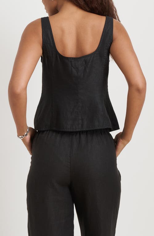 Alex Mill Luna Crop Linen Tank In Black