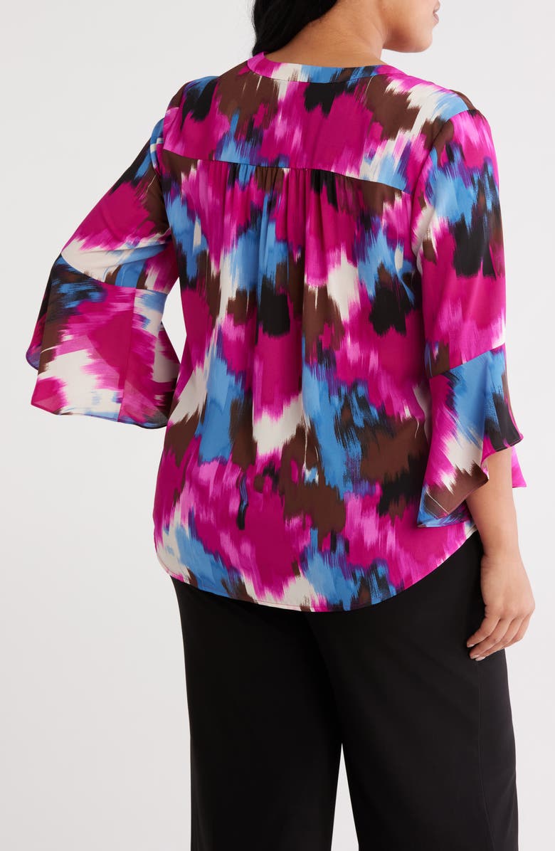 Jones New York Abstract Print V-Neck Flutter Sleeve Top, Alternate, color, 