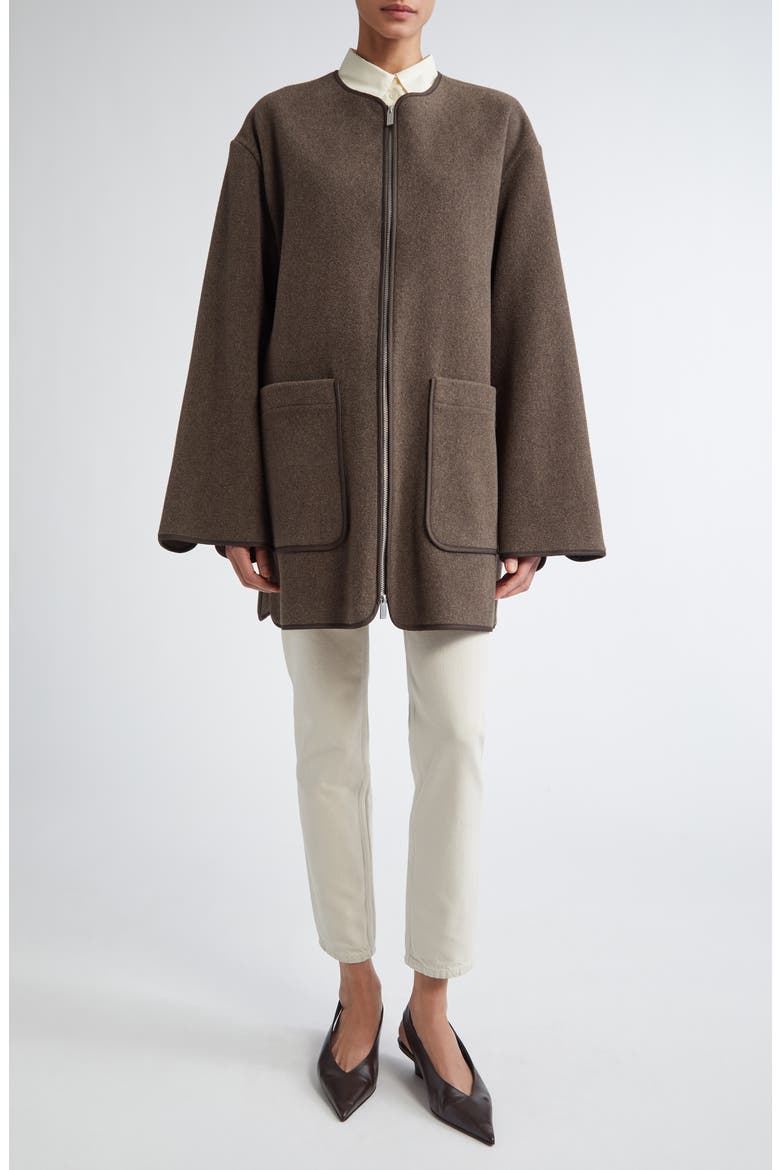 Wool Blend Felt Jacket, Alternate, color, OAK MELANGE