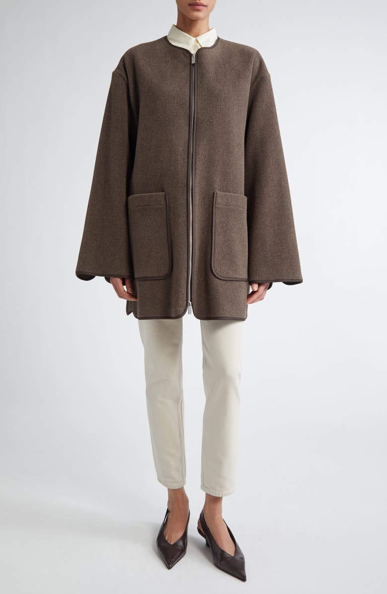 TOTEME Wool Blend Felt Jacket, Alternate, color, Oak Melange