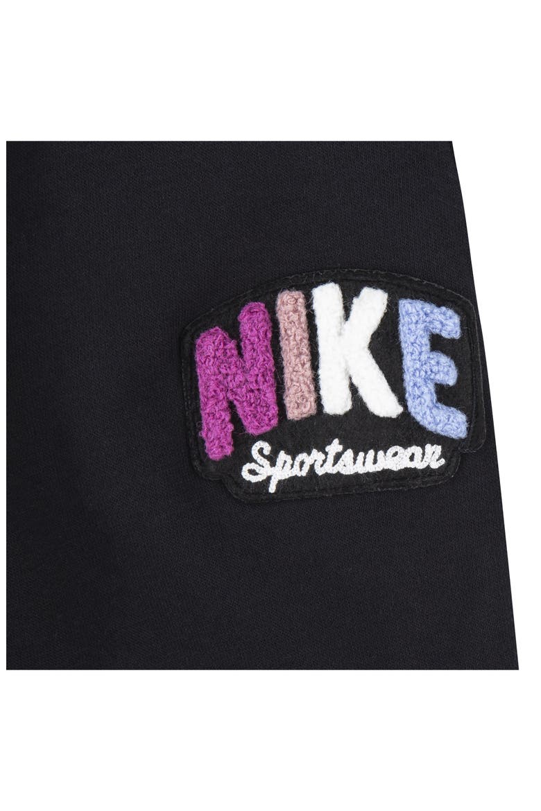 Kids' Bouclé Trim Graphic Joggers, Alternate, color, BLACK