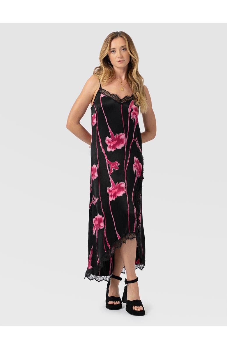 Saint + Sofia Harper Lace Cami Dress, Alternate, color, Pink Stem Floral
