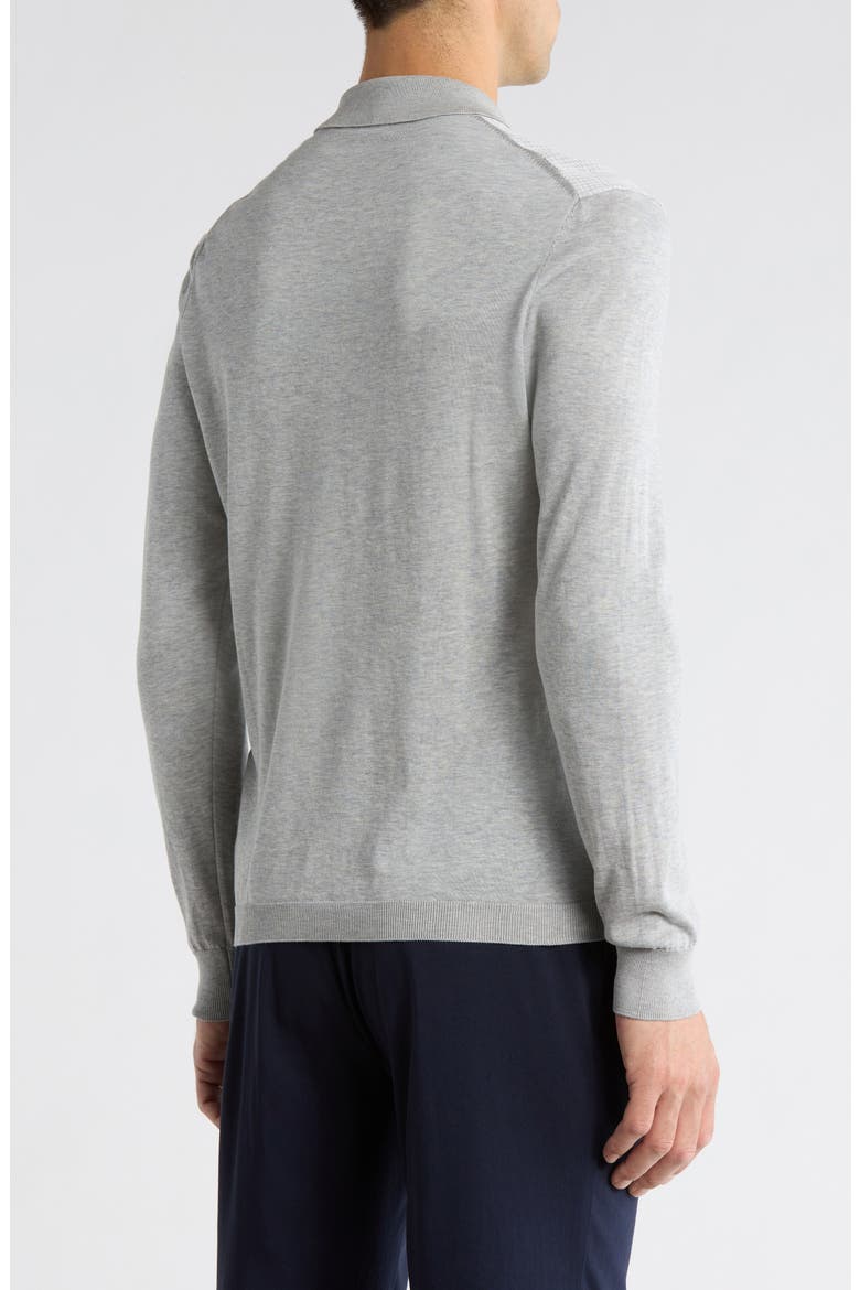 Francois Long Sleeve Cotton & Silk Polo Sweater, Alternate, color, LIGHT GREY