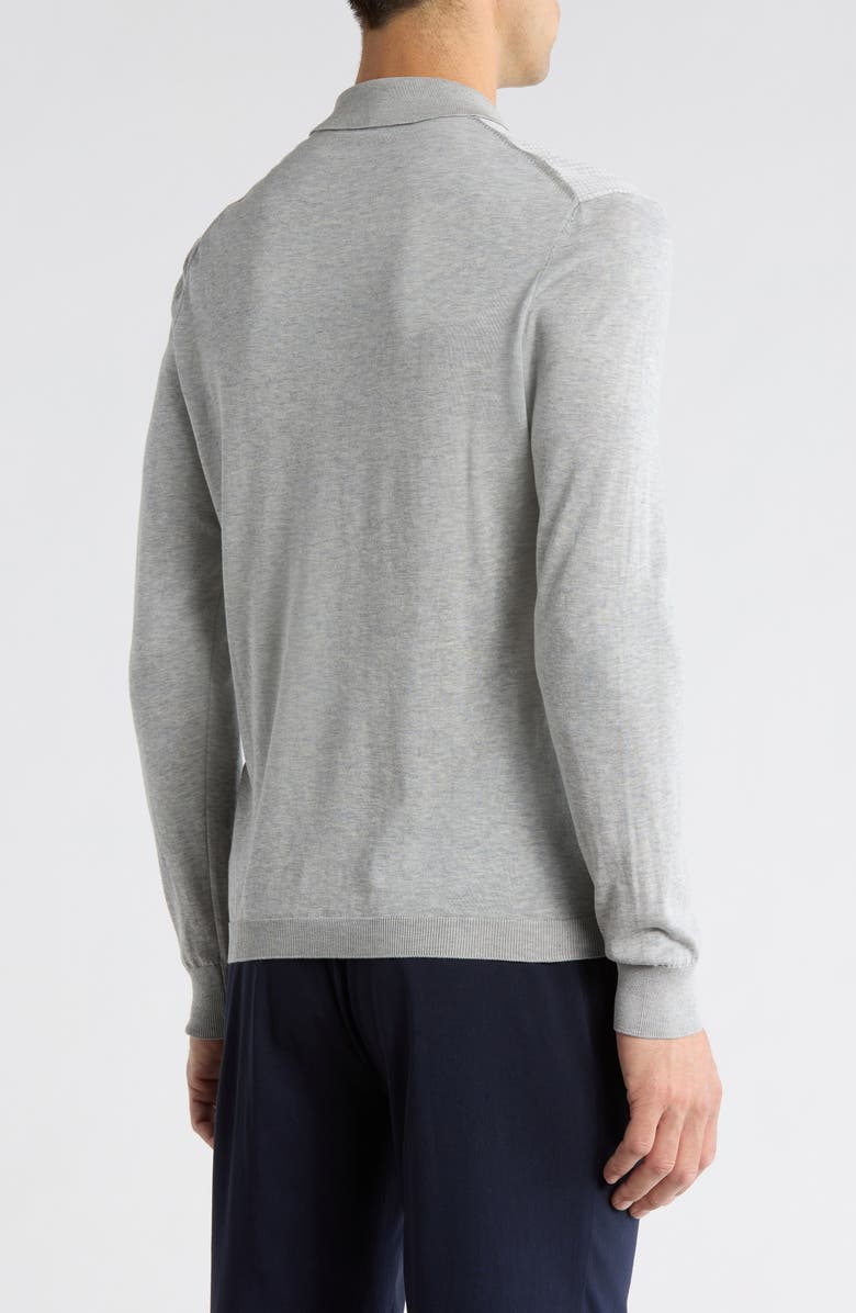 Jack Victor Francois Long Sleeve Cotton & Silk Polo Sweater, Alternate, color, Light Grey