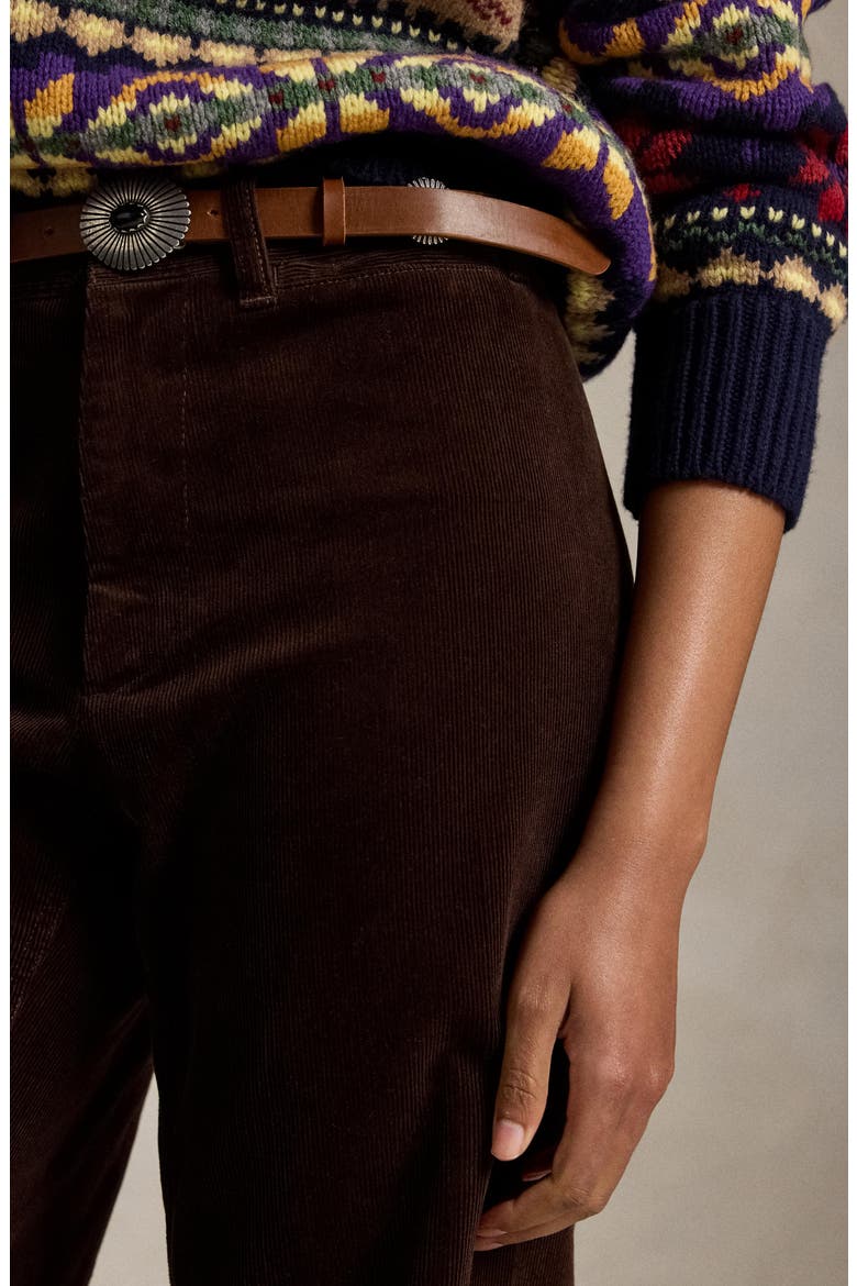 Wide Leg Stretch Cotton Corduroy Pants, Alternate, color, BROWN