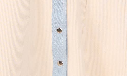 Cece Denim Trim Ribbed Midi Dress
