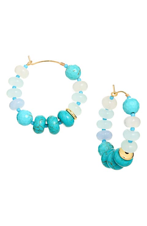 Beaded Wire Hoop Earrings