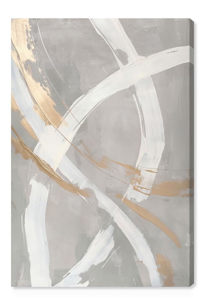 Silvered Spirals Canvas Wall Art, Main, color, GOLD