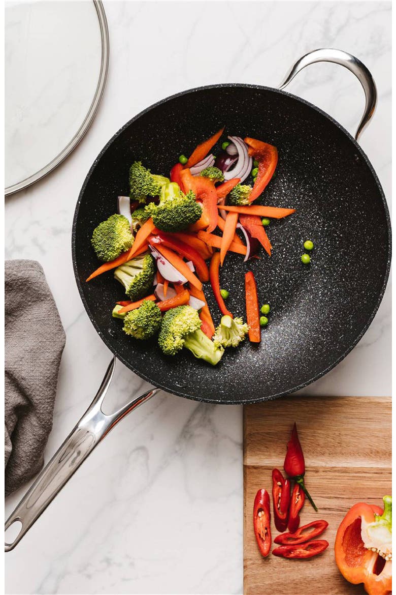 IRONROC™ 4.8 Qt Wok with Lid, Alternate, color, BLACK