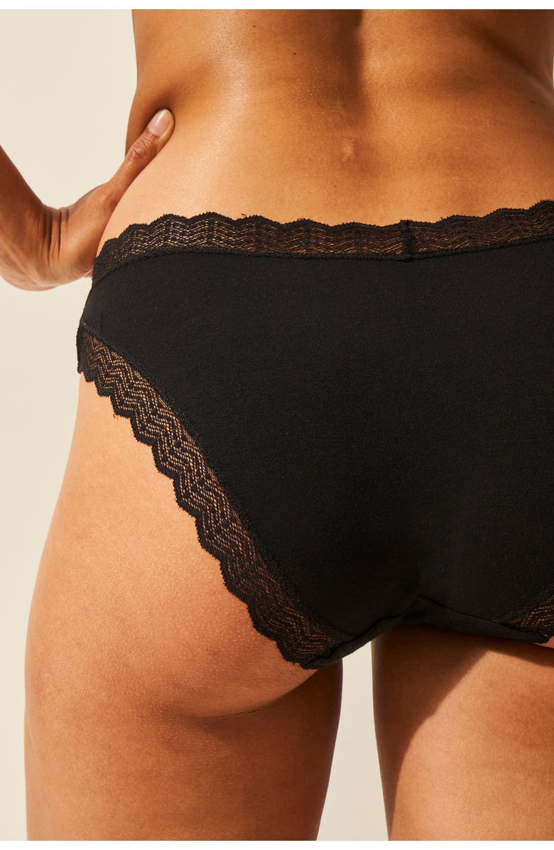 Stripe & Stare Zig Zag Lace Padded Demi Bra & Original Knicker Set, Alternate, color, Black