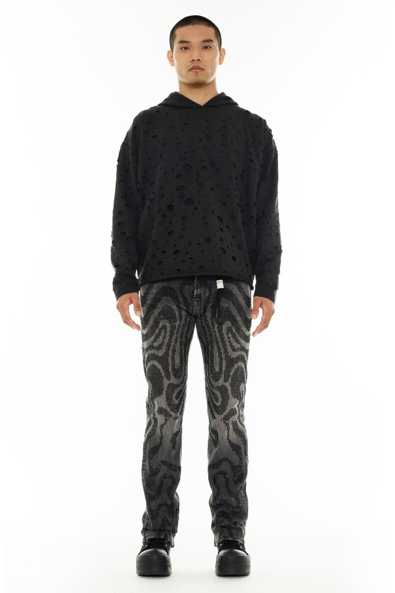 Signature Holes French Terry Pullover Hoodie, Alternate, color, VINTAGE CHARCOAL