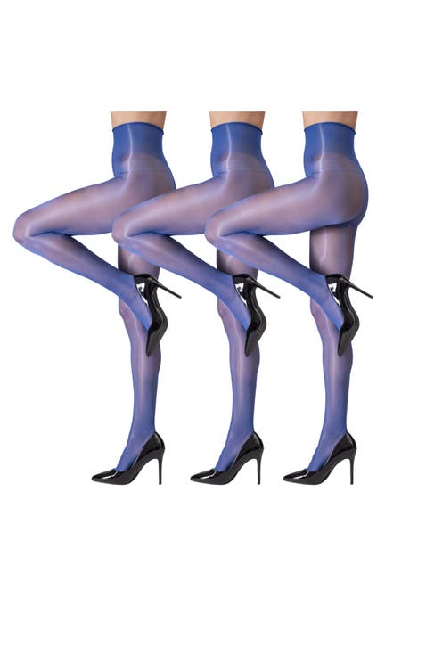 5-Pack Glossy Semi-Opaque Bold Color Tights