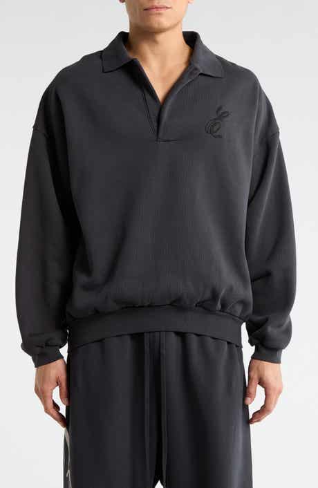 Embroidered Classic Cotton Fleece Polo Sweatshirt