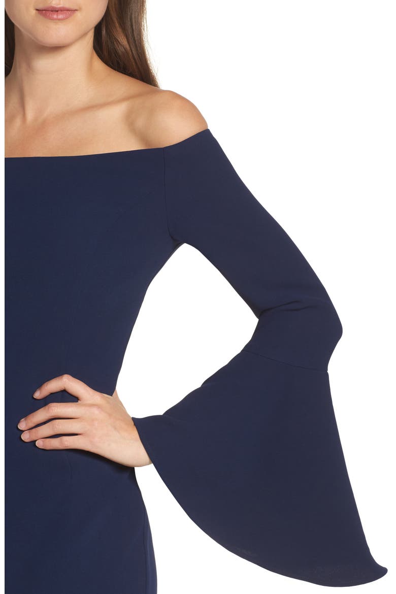 'Solange' Off the Shoulder Midi Dress, Alternate, color, NAVY