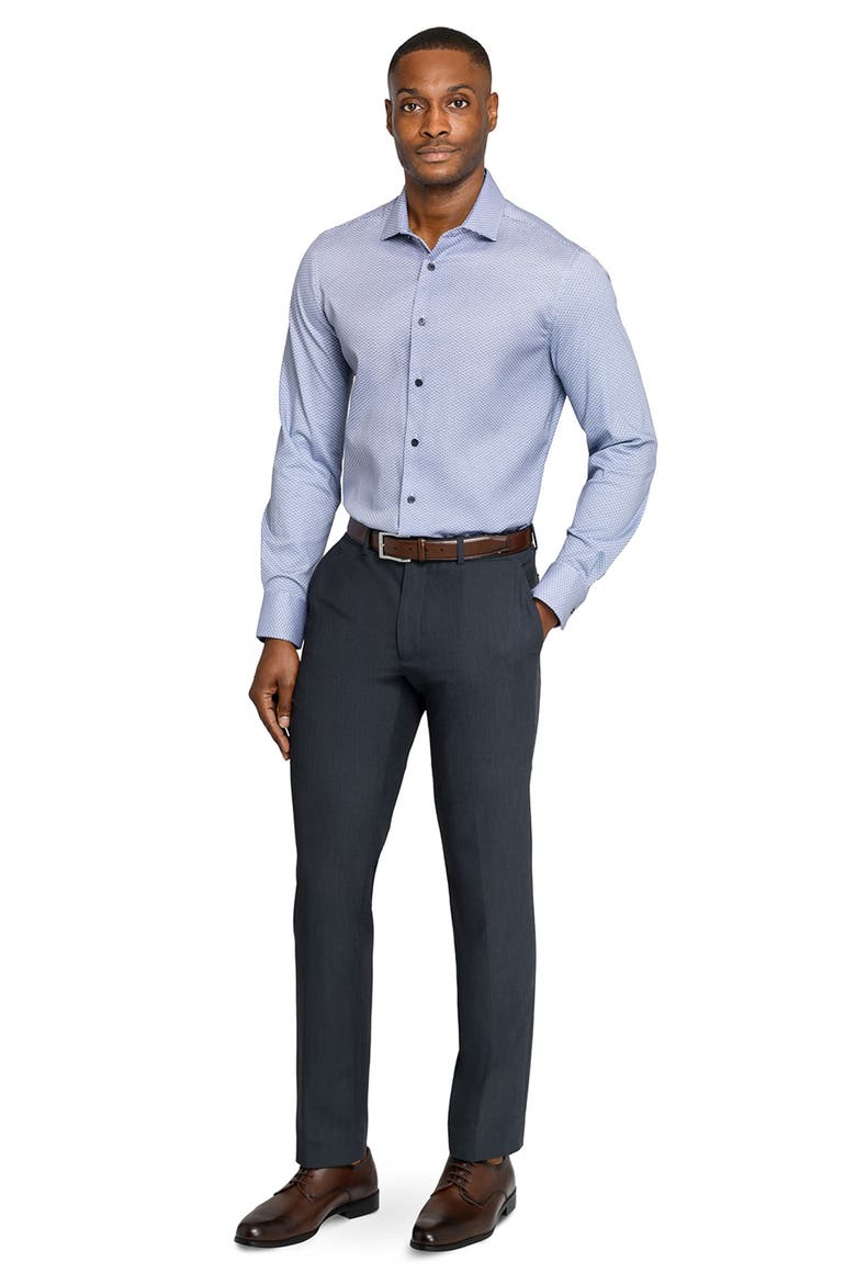 Reworked Slim Fit Purple Medallion Print Cotton Dress Shirt, Alternate, color, WHITE/ PURPLE