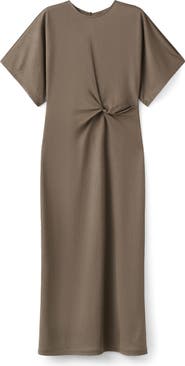 MANGO Gathered Midi Dress