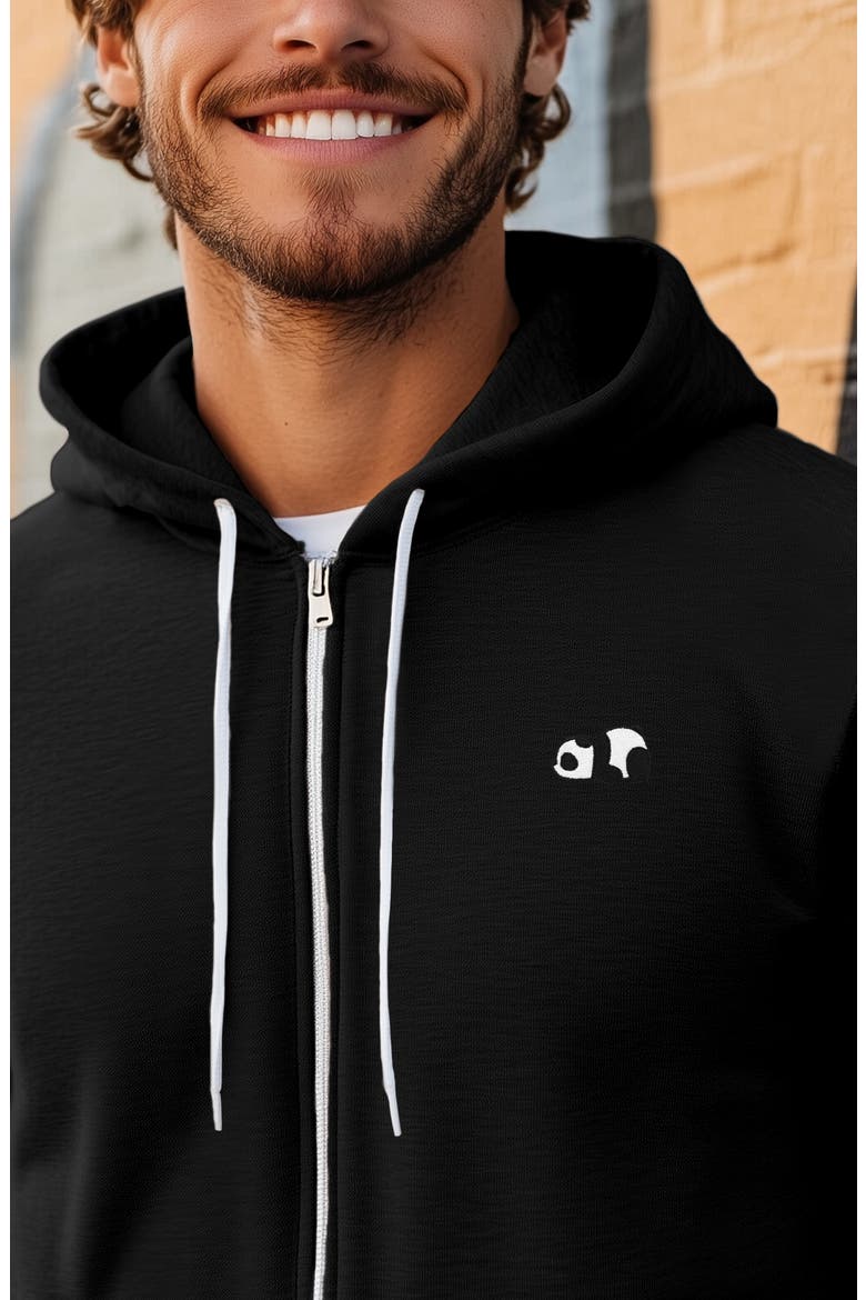 Panda Zip Hoodie, Alternate, color, Black