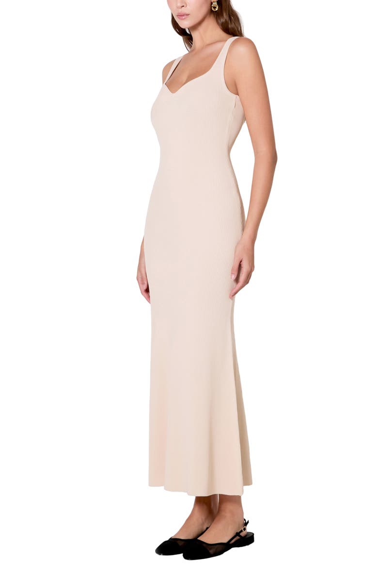 Sweetheart Neck Rib Maxi Dress, Alternate, color, CREAM