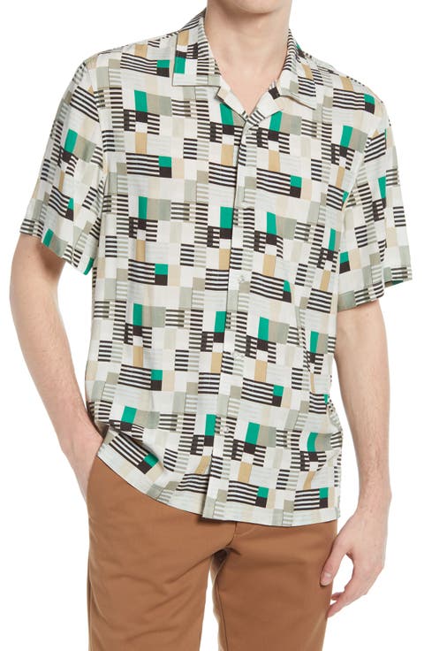 Print Short Sleeve Camp Shirt