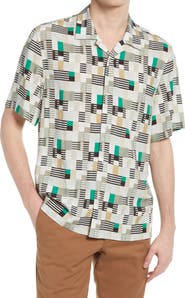 Club Monaco Print Short Sleeve Camp Shirt