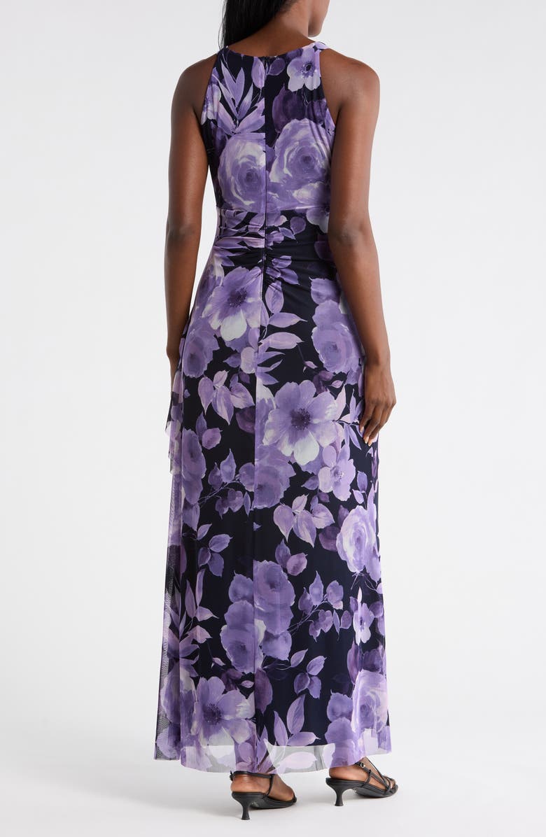 Connected Apparel Mesh Maxi Dress, Alternate, color, Navy/ Lavender