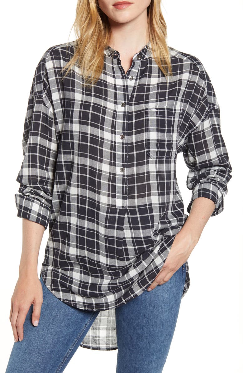 Alex Mill Plaid Popover Tunic Shirt, Main, color, 