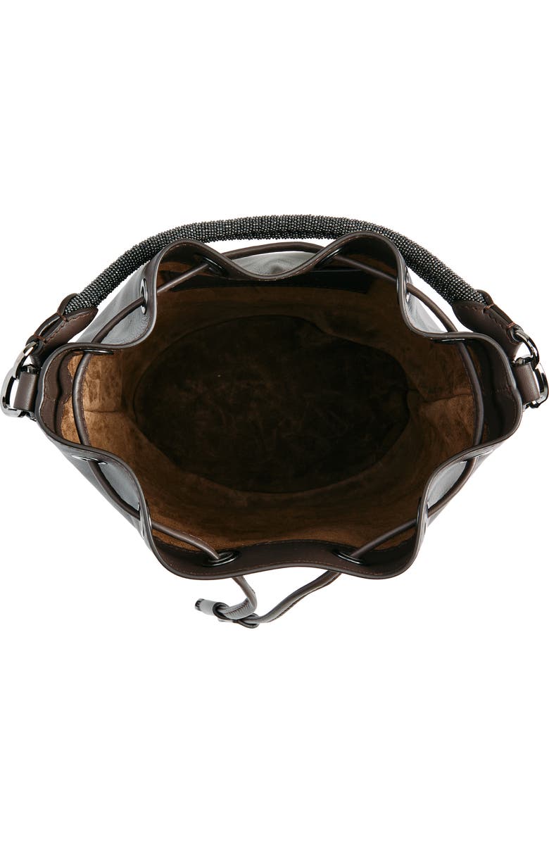 Brunello Cucinelli Monili Trim Leather Bucket Bag, Alternate, color,