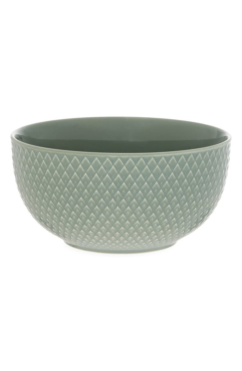 Lyngby Porcelaen Rhombe Earth Medium Bowl, Main, color, Green