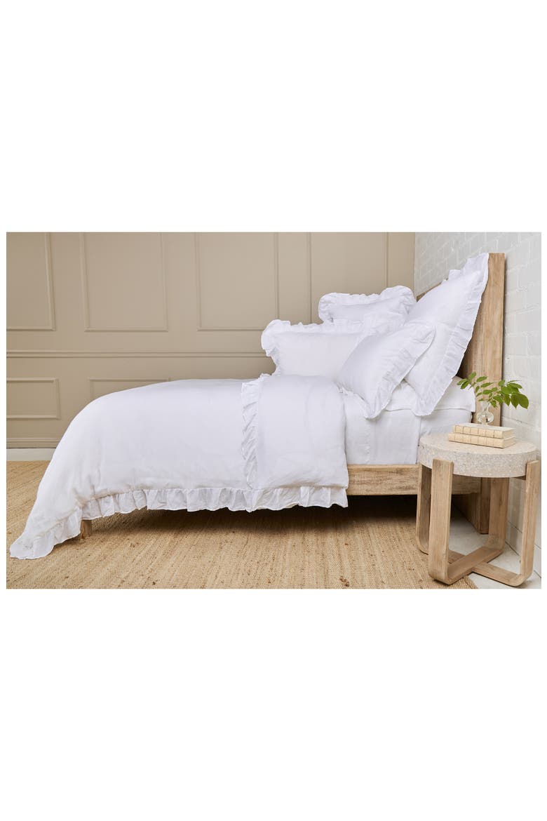 'Charlie' Linen Duvet Cover, Alternate, color, WHITE