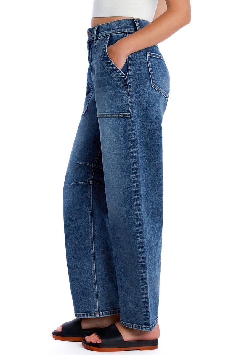 HINT OF BLU Utility Barrel Leg Jeans, Alternate, color, Country Blue