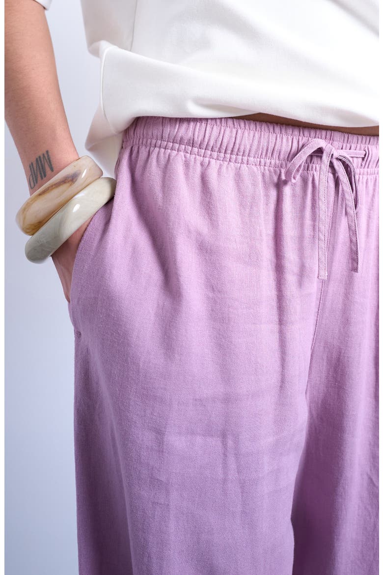 Deep Cuff Linen Blend Pants, Alternate, color, PURPLE