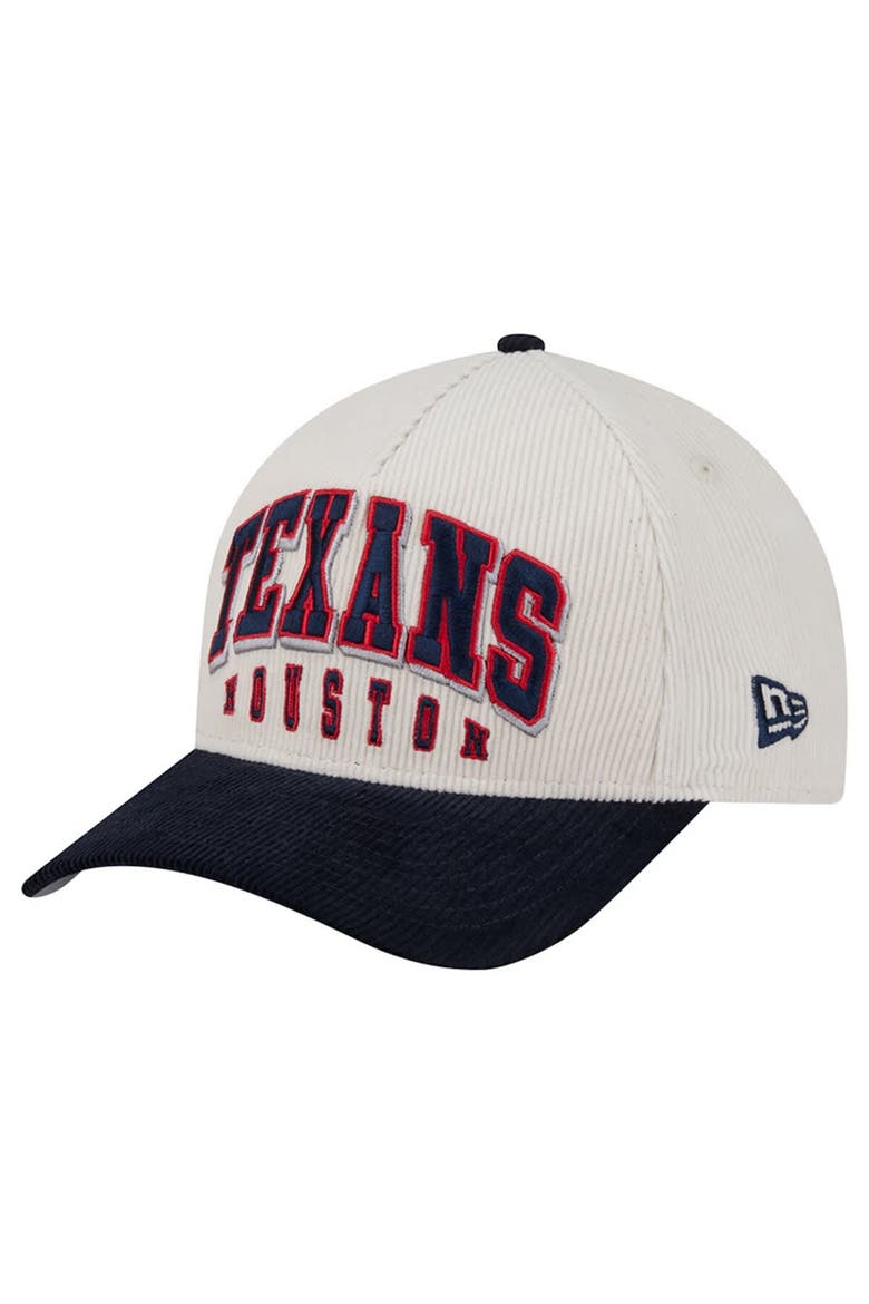 Men's New Era  Cream/Navy Houston Texans  Two-Tone Sided Corduroy 9FORTY A-Frame Adjustable Hat, Alternate, color, Cream