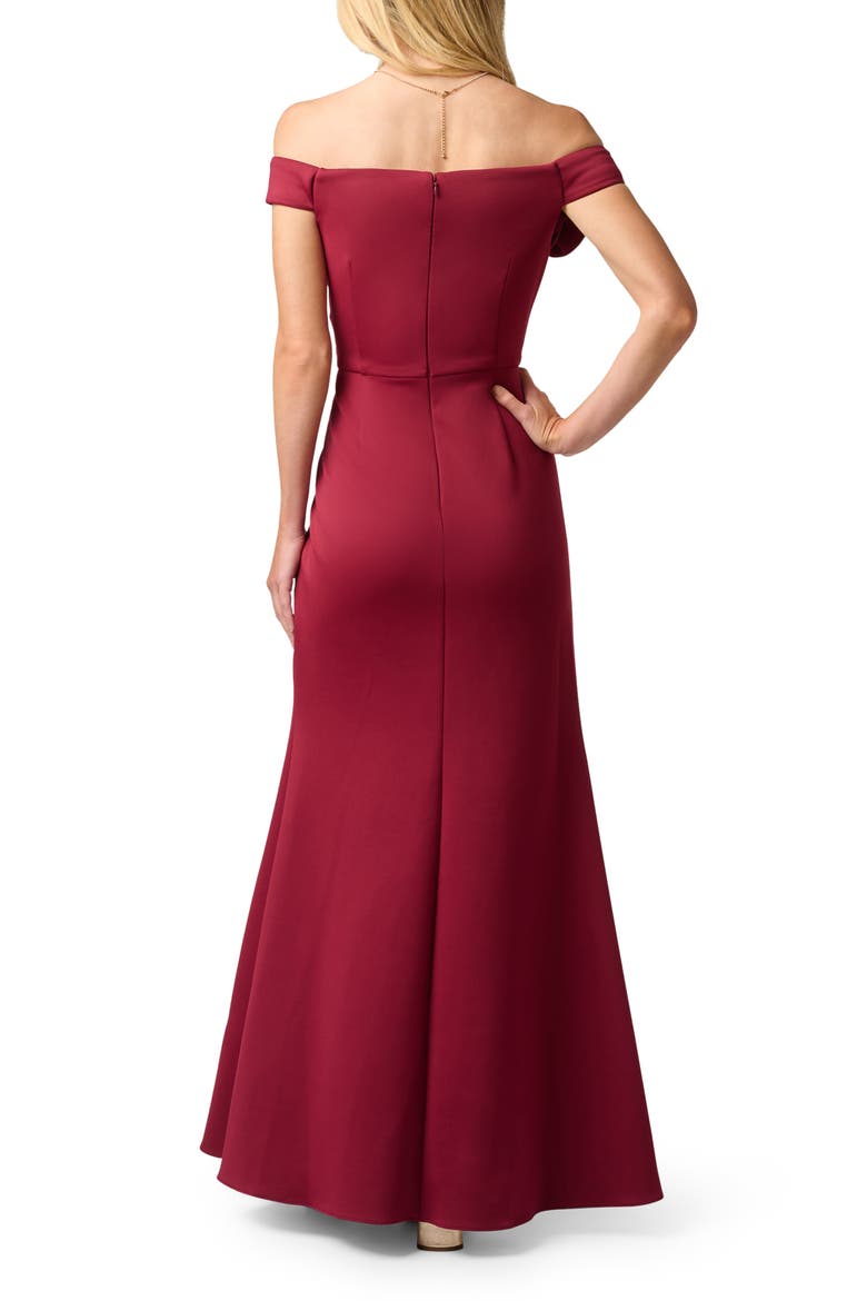 Off the Shoulder Scuba Gown, Alternate, color, CRIMSON HAZE