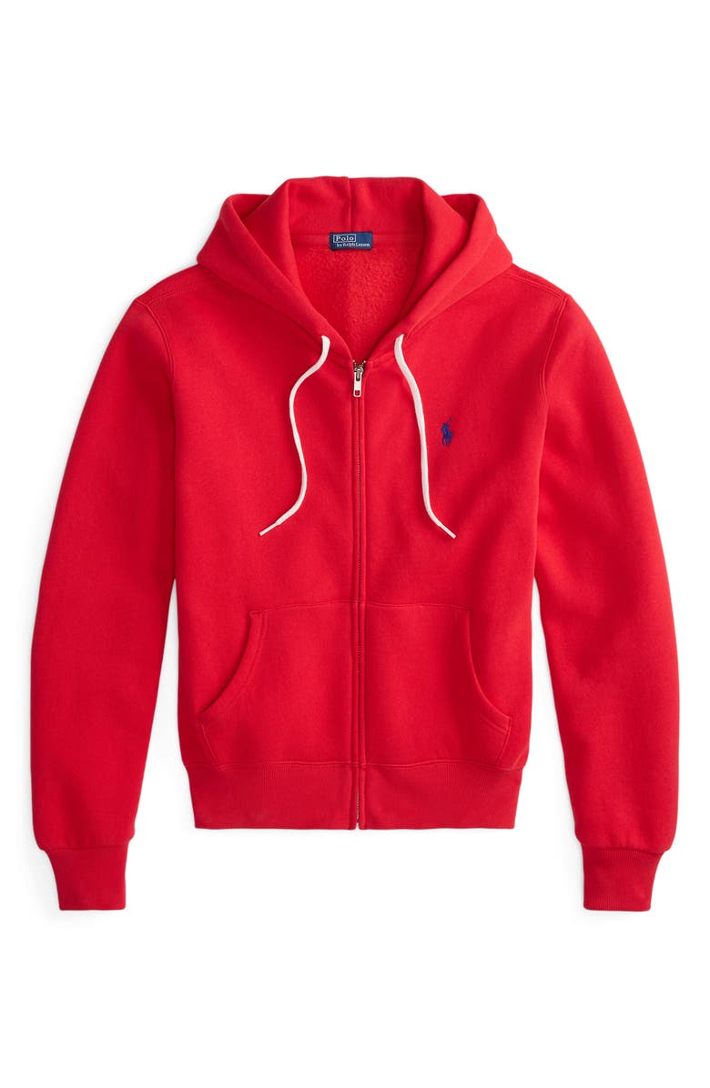 Polo Ralph Lauren Full Zip Fleece Hoodie, Alternate, color, Deep Orangey Red