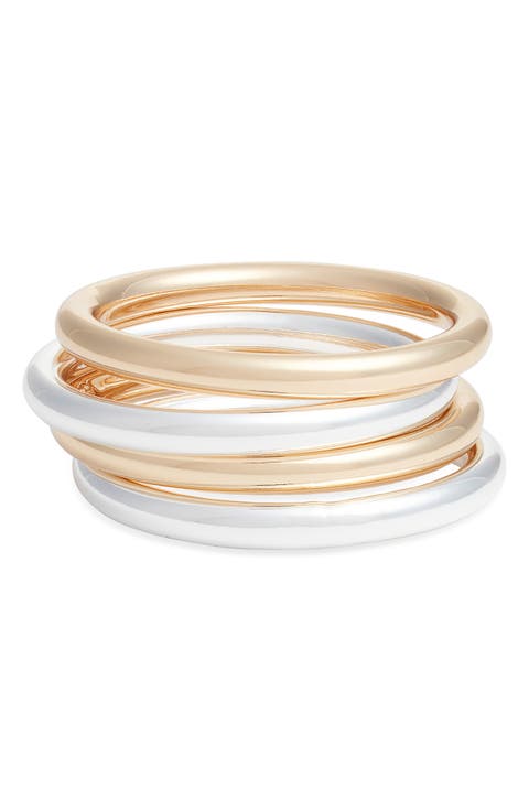 Set of 4 Polished Bangle Bracelets