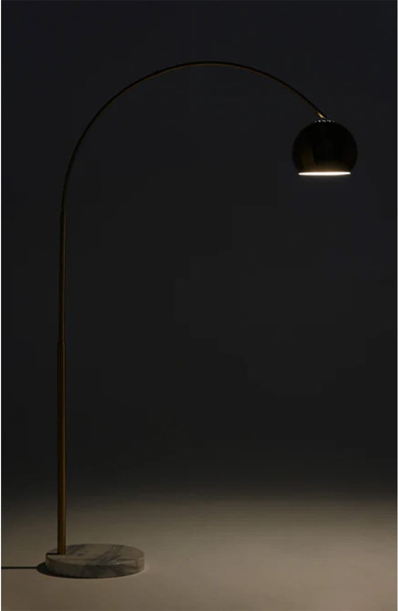 Brightech Olivia 75" Adjustable LED Floor Lamp with Metal Bowl Shade and Marble Base, Bulb Included, Alternate, color, Polished Brass