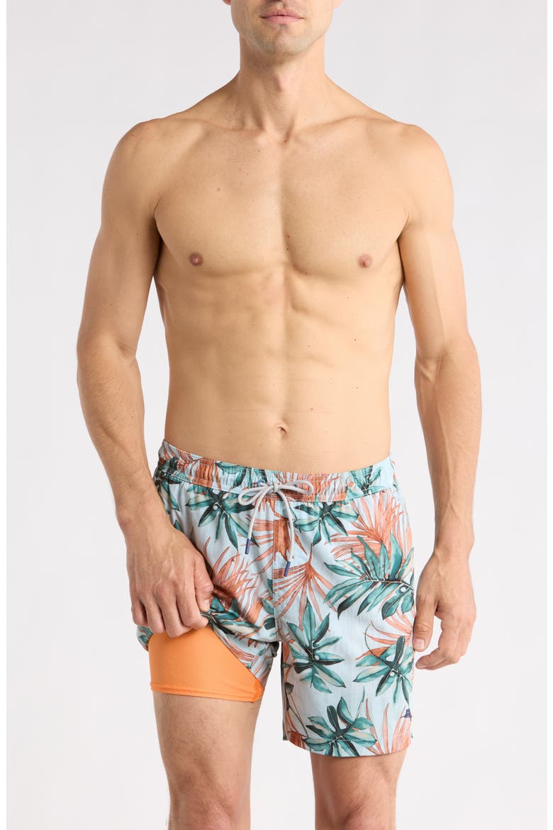 Naples Tidal Fronds 6-Inch UPF 30+ Swim Trunks, Alternate, color, PALE OPAL