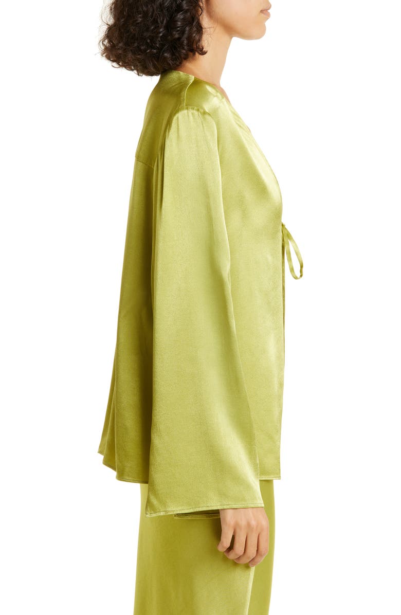 JASON WU Tie Front Satin Blouse, Alternate, color, Green Tea