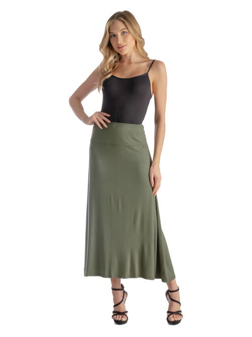24seven Comfort Apparel Elastic Waist Maxi Skirt
