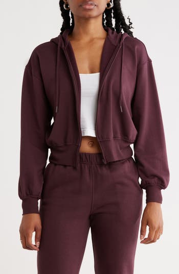 Abound Loved Fleece Zip Hoodie In Burgundy