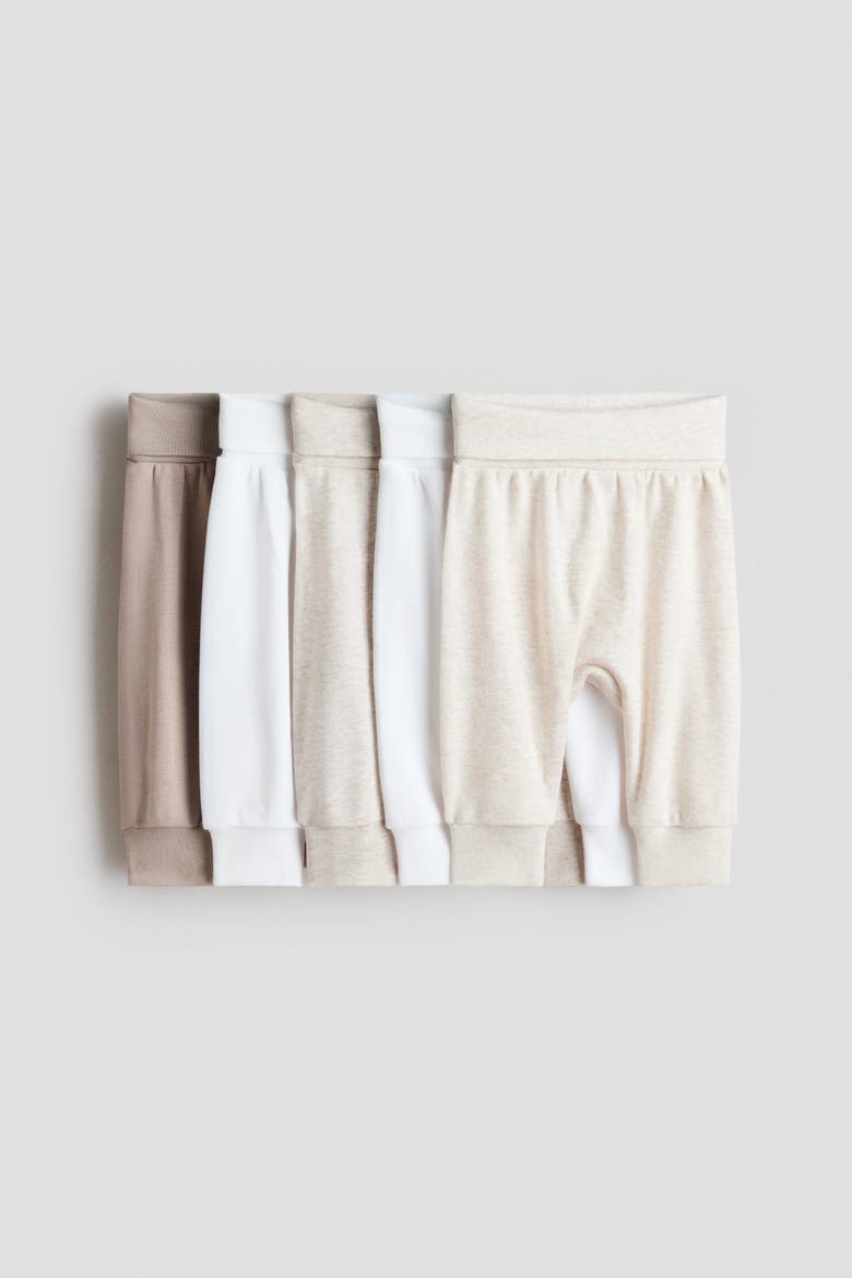 5-pack Foldover-waist Pants, Main, color, Beige/white