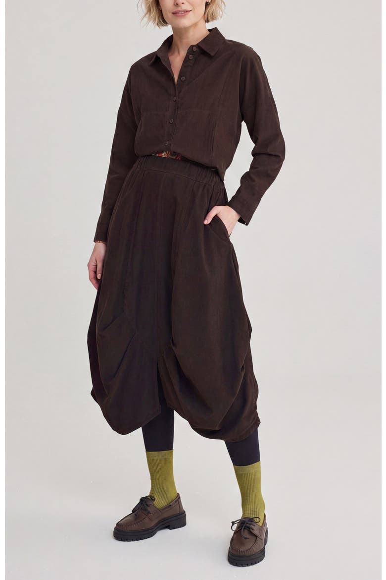 Ninon Velvet Balloon Skirt, Alternate, color, Brown