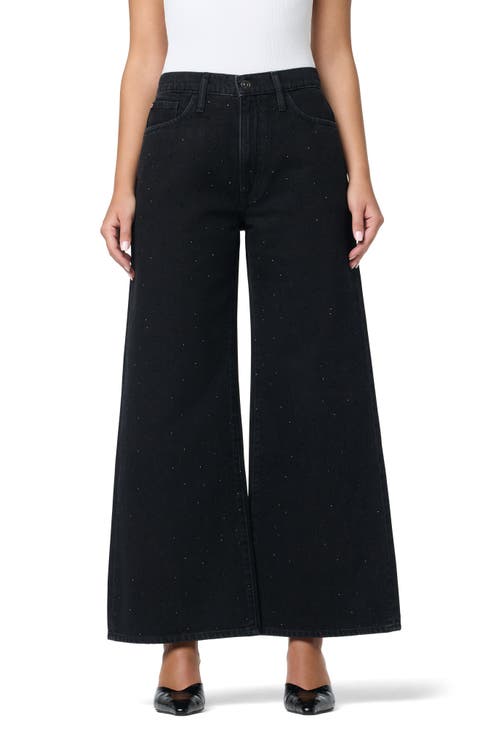Jolene Crystal Embellished High Waist Wide Leg Jeans (Errico Crystal)