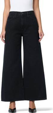 Hudson Jeans Jolene Crystal Embellished High Waist Wide Leg Jeans