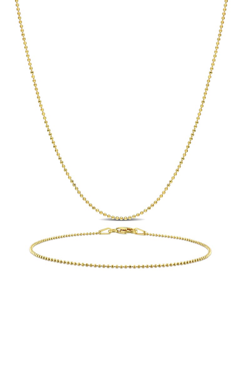 1mm Ball Chain Necklace & Bracelet Set, Main, color, YELLOW GOLD