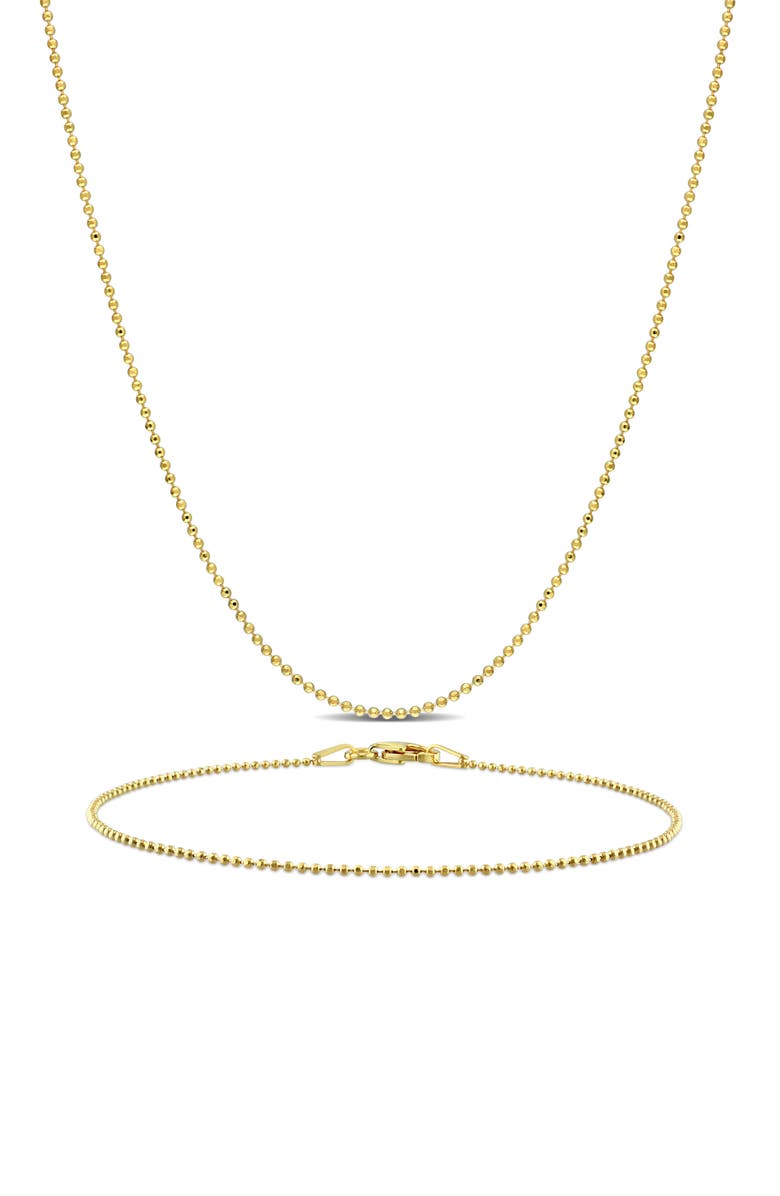 DELMAR 1mm Ball Chain Necklace & Bracelet Set, Main, color, 