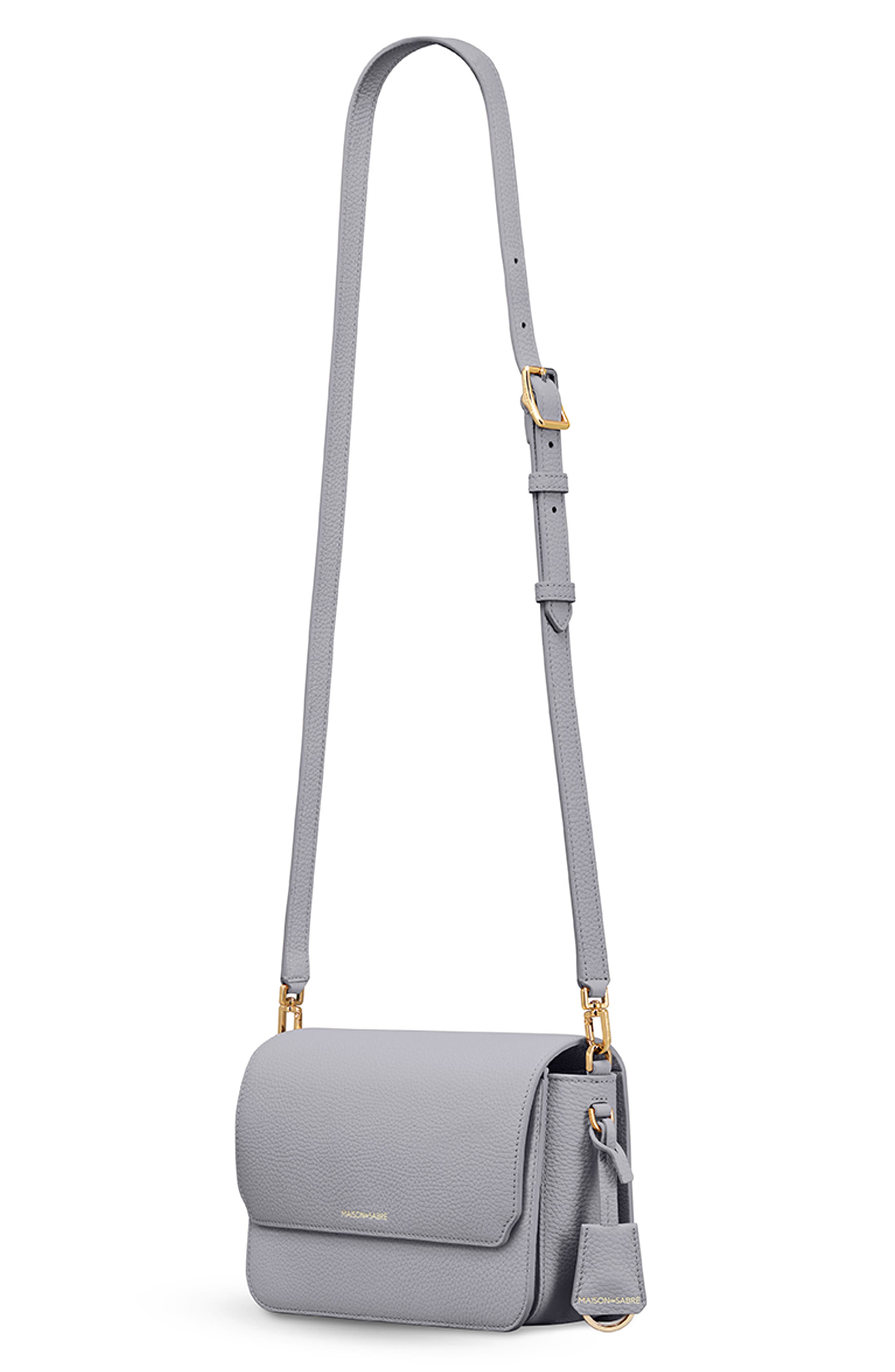 Medium Leather Flap Bag, Alternate, color, Dove Grey