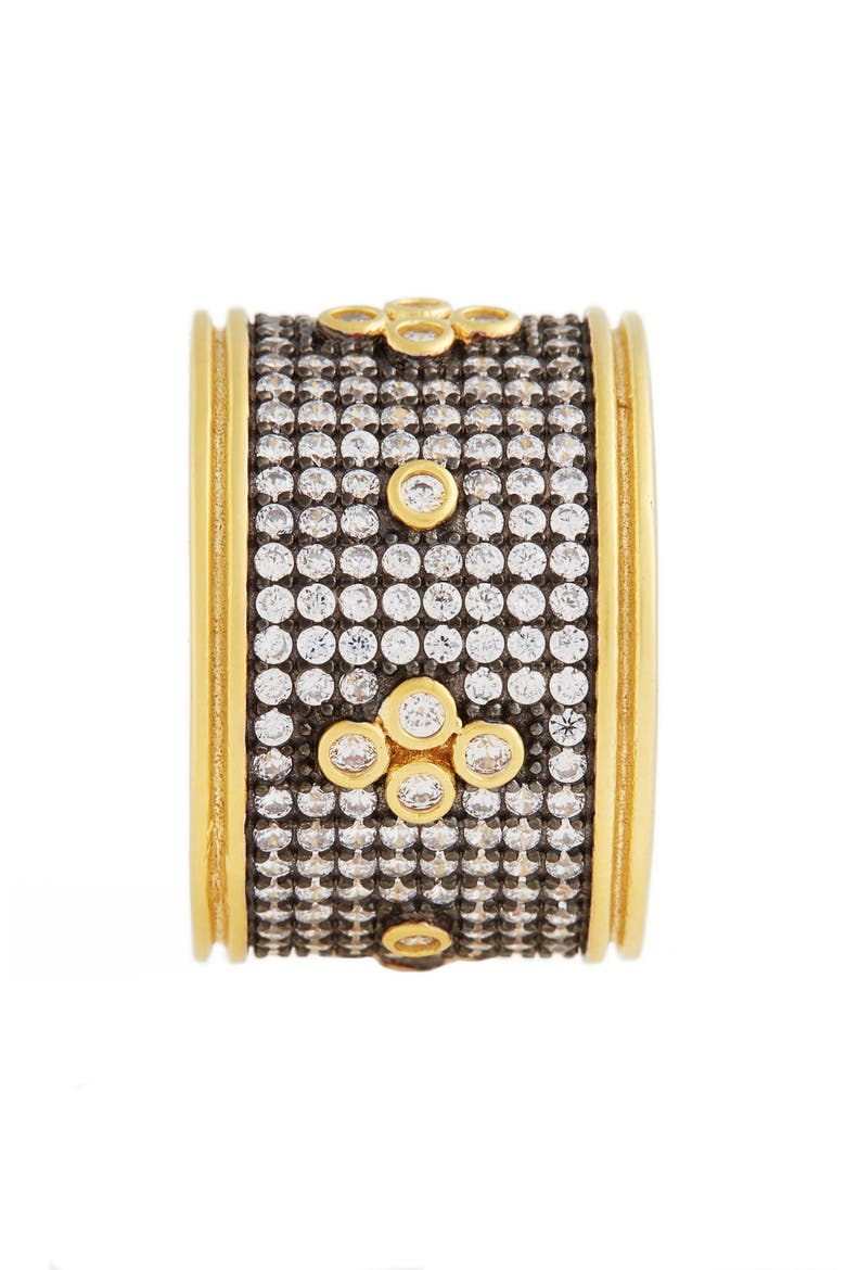 Clover Wide Band Ring, Alternate, color, BLACK/ WHITE/ GOLD