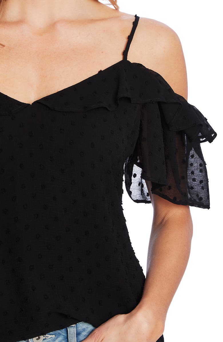 CeCe Cold Shoulder Clip Dot Blouse, Alternate, color,